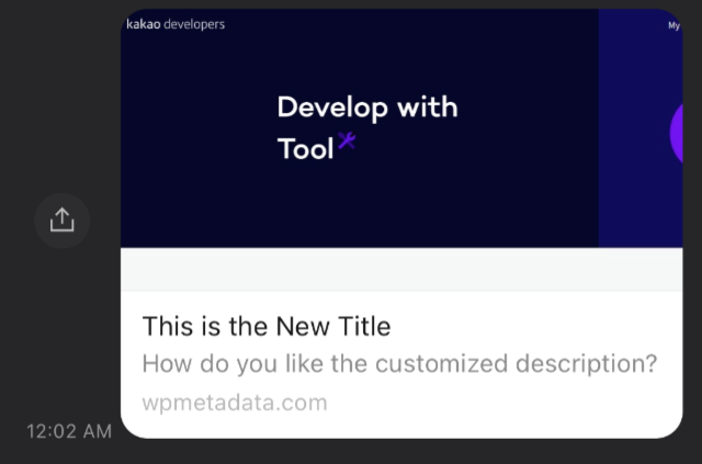 Kakao Talk meta tag customizing result