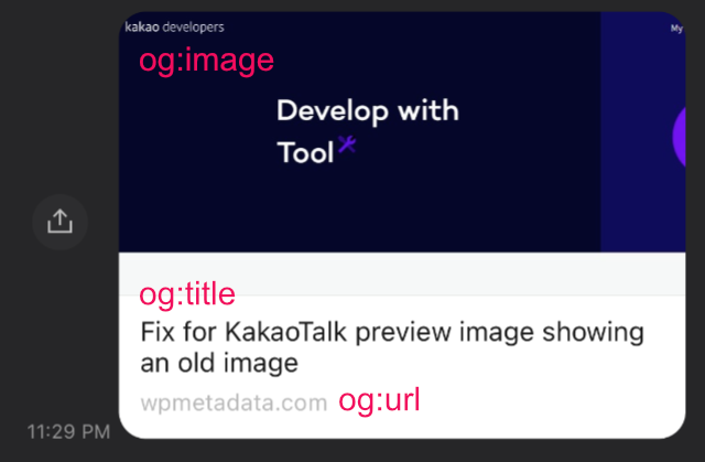 Default Kakao Talk URL preview