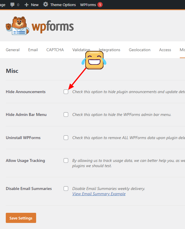 How to hide WPForms announcement notifications