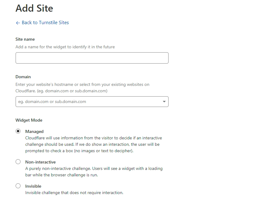 Step 4 - Complete the "Add Site" form